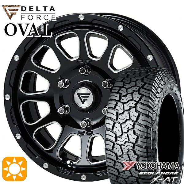 【取付対象】200系ハイエース LT215/70R16 100/97Q ヨコハマ ジオランダー X-AT G016 デルタフォース オーバル ブラックマシニング 16インチ 7.0J 6H139.7 サマータイヤホイールセット ｜格安タイヤホイールジャストパーツ