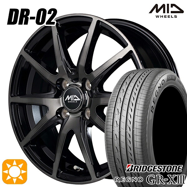 【取付対象】アクア クロスビー 175/60R16 82H ブリヂストン レグノ GR-X3 MID シュナイダー DR02 ブラックポリッシュ＋ブラッククリア 16インチ 6.0J 4H100 サマータイヤホイールセット ｜格安タイヤホイールジャストパーツ