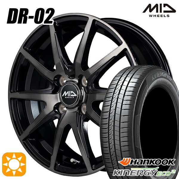 【取付対象】185/70R14 88T ハンコック KlnERGy ECO2 K435 MID シュナイダー DR02 ブラックポリッシュ＋ブラッククリア 14インチ 5.5J 4H100 サマータイヤホイールセット