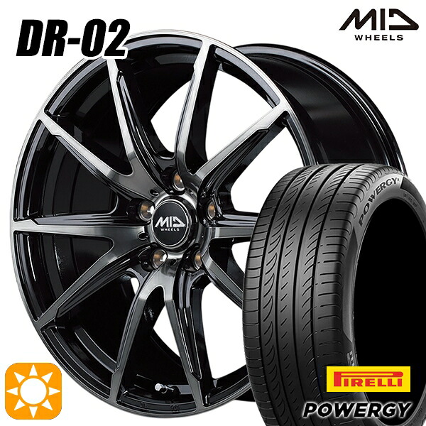 【取付対象】225/45R18 95W XL ピレリ パワジー MID シュナイダー DR02 ブラックポリッシュ＋ブラッククリア 18インチ 8.0J 5H114.3 サマータイヤホイールセット