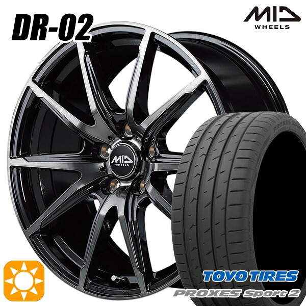 【取付対象】225/45R18 95Y XL トーヨー プロクセススポーツ2 MID シュナイダー DR02 ブラックポリッシュ＋ブラッククリア 18インチ 8.0J 5H114.3 サマータイヤホイールセット