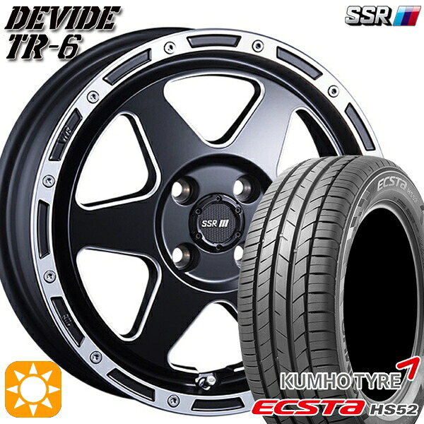 【取付対象】195/55R16 87V クムホ エクスタ HS52 SSR ディバイド TR6 フラットブラックポリッシュ 16インチ 6.5J 4H100 サマータイヤホイールセット ｜格安タイヤホイールジャストパーツ