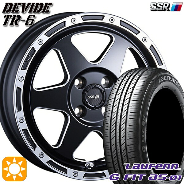 【取付対象】195/55R16 87V ラウフェン G FIT as-01 LH42 SSR ディバイド TR6 フラットブラックポリッシュ 16インチ 6.5J 4H100 サマータイヤホイールセット |格安タイヤホイールジャストパーツ