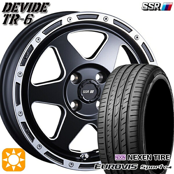 【取付対象】165/60R14 75H ロードストーン ユーロビズ Sport 04 SSR ディバイド TR6 フラットブラックポリッシュ 14インチ 4.5J 4H100 サマータイヤホイールセット 61,875円