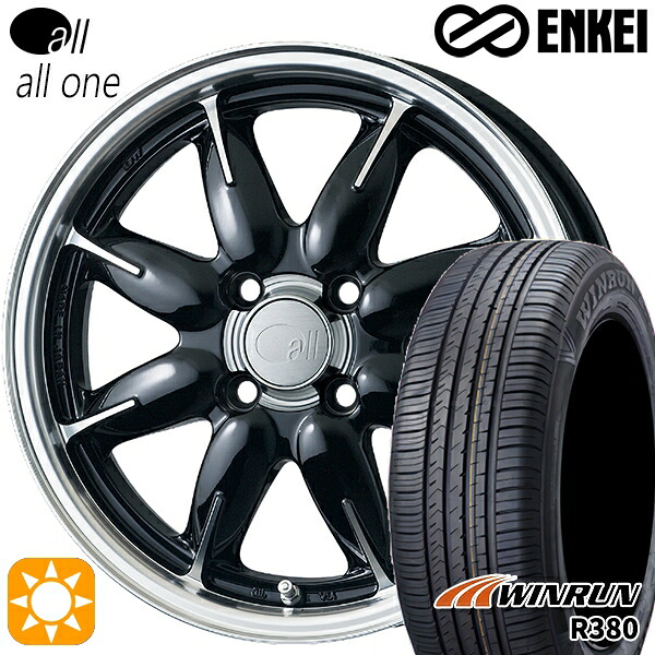 【取付対象】エブリィワゴン 165/60R14 75H ウィンラン R380 ENKEI オール オールワン マシニングブラック 14インチ 5.0J 4H100 サマータイヤホイールセット