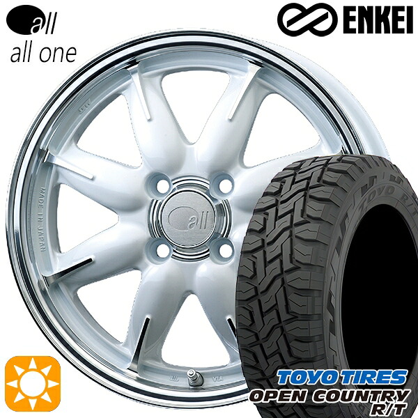 【取付対象】N-BOX 155/65R14 75Q トーヨー オープンカントリー R/T ENKEI オール オールワン マシニングパールホワイト 14インチ 5.0J 4H100 サマータイヤホイールセット 63,580円