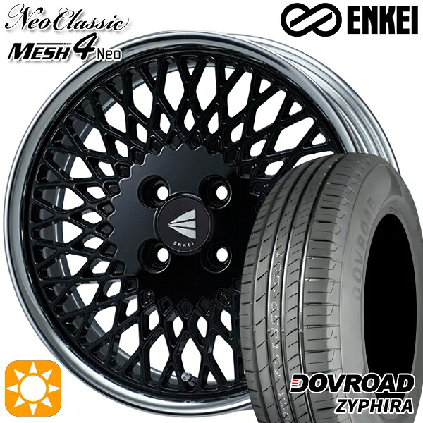 【取付対象】ライズ ロッキー 205/60R16 92V DOVROAD ザイファイラ ENKEI ネオクラシック メッシュ4ネオ [Lo Disk] ブラック 16インチ 6.0J 4H100 サマータイヤホイールセット ｜格安タイヤホイールジャストパーツ
