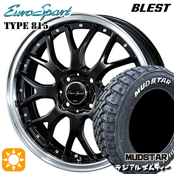 【取付対象】215/60R16 99T XL マッドスター ラジアル M/T ホワイトレター BLEST ユーロスポーツ タイプ815 グロスブラック 16インチ 6.0J 4H100 サマータイヤホイールセット