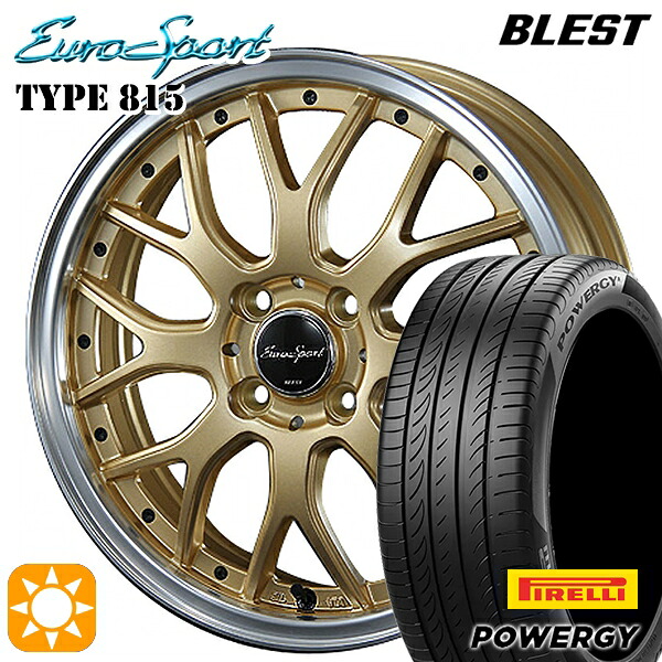 【取付対象】195/55R16 87V ピレリ パワジー BLEST ユーロスポーツ タイプ815 セミグロスゴールド 16インチ 6.0J 4H100 サマータイヤホイールセット |格安タイヤホイールジャストパーツ
