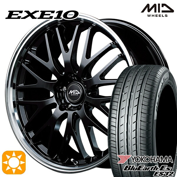 【取付対象】アルファード ヴェルファイア 245/40R19 94W ヨコハマ ブルーアース ES32 MID ヴァーテックワン EXE10 グロッシーブラック/リムポリッシュ 19インチ 8.0J 5H114.3 サマータイヤホイールセット