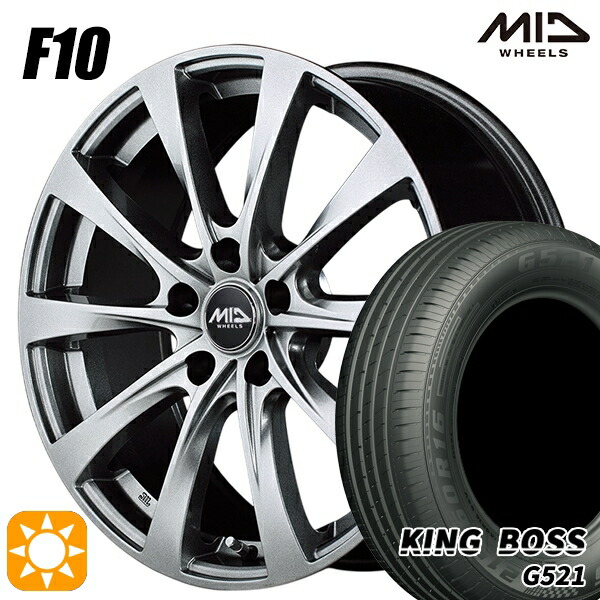 【取付対象】195/65R15 91H キングボス G521 MID ユーロスピード F10 メタリックグレー 15インチ 6.0J 5H114.3 サマータイヤホイールセット