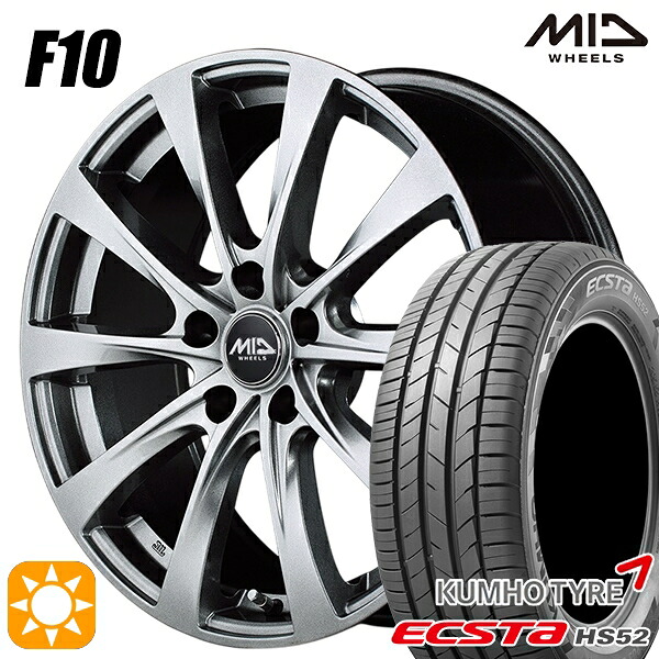 【取付対象】フォレスターSH 215/60R17 100V XL クムホ エクスタ HS52 MID ユーロスピード F10 メタリックグレー 17インチ 7.0J 5H100 サマータイヤホイールセット ｜格安タイヤホイールジャストパーツ