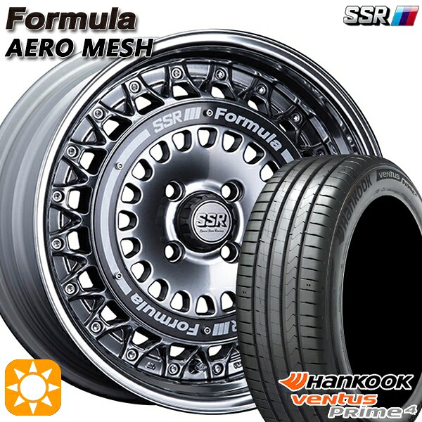 【取付対象】195/65R16 92V ハンコック veNtus PRime4 K135 SSR フォーミュラ エアロメッシュ チタンシルバー/ブラックリング 16インチ 6.0J 4H100 サマータイヤホイールセット