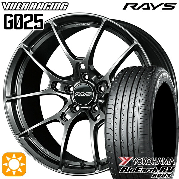【取付対象】225/60R18 100H ヨコハマ ブルーアース RV03 RAYS ボルクレーシング G025 HK 18インチ 7.5J 5H114.3 サマータイヤホイールセット