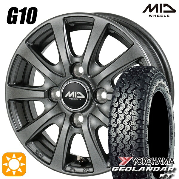 【取付対象】軽トラ 145/80R12 80/78N ヨコハマ ジオランダーKT Y828C MID マルカサービス G10 M/G 12インチ 3.5J 4H100 サマータイヤホイールセット |格安タイヤホイールジャストパーツ