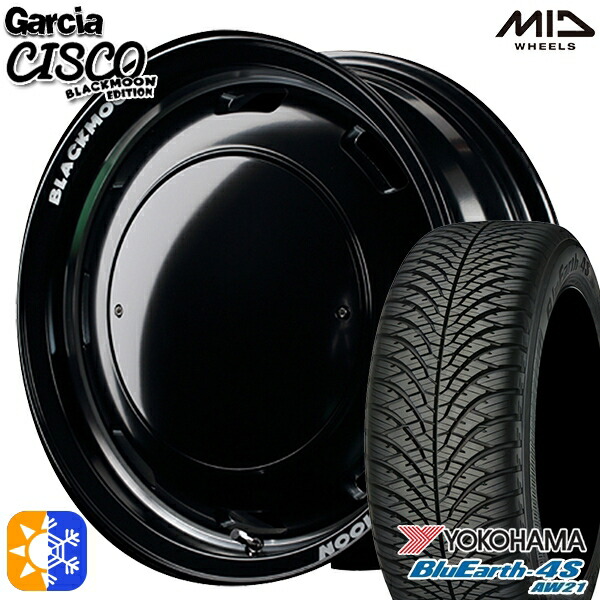 215/70R16 100H ヨコハマ ブルーアース 4S AW21 MID ガルシアシスコブラックムーン SGBK/リムヴァーレイP 16インチ 5.5J 5H139.7 オールシーズンタイヤホイールセット 108,020円