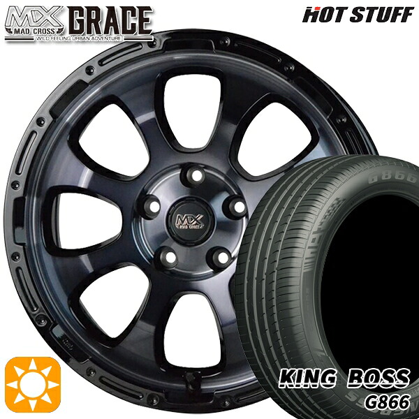 【取付対象】225/50R17 98W XL キングボス G866 HotStuff マッドクロス グレイス BKC/BK 17インチ 7.0J 5H114.3 サマータイヤホイールセット ｜格安タイヤホイールジャストパーツ