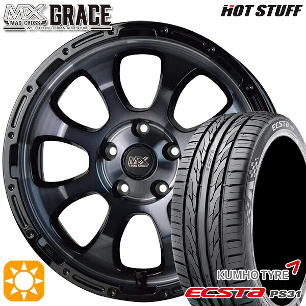 【取付対象】エスティマ ヤリスクロス 215/60R16 95V クムホ エクスタ PS31 HotStuff マッドクロス グレイス BKC/BK 16インチ 7.0J 5H114.3 サマータイヤホイールセット |格安タイヤホイールジャストパーツ