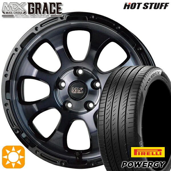 【取付対象】RAV4 エクストレイル 225/60R17 99V ピレリ パワジー HotStuff マッドクロス グレイス BKC/BK 17インチ 7.0J 5H114.3 サマータイヤホイールセット
