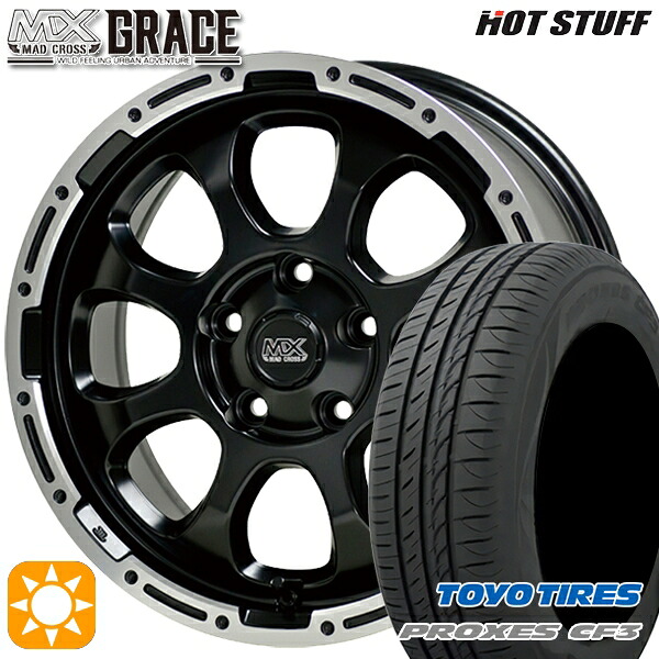 【取付対象】セレナ ラフェスタ 195/60R16 89H トーヨー プロクセス CF3 HotStuff マッドクロス グレイス GB/P 16インチ 7.0J 5H114.3 サマータイヤホイールセット |格安タイヤホイールジャストパーツ