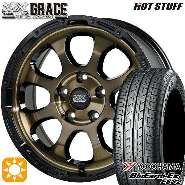 【取付対象】RAV4 エクストレイル 225/60R17 99H ヨコハマ ブルーアース ES32 HotStuff マッドクロス グレイス BRC/BK 17インチ 7.0J 5H114.3 サマータイヤホイールセット