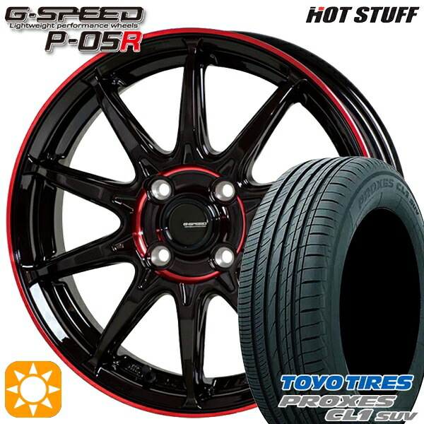【取付対象】ライズ ロッキー 195/60R17 90H トーヨー プロクセス CL1 SUV HotStuff ジースピード P-05R ブラックレッドクリア 17インチ 6.5J 4H100 サマータイヤホイールセット
