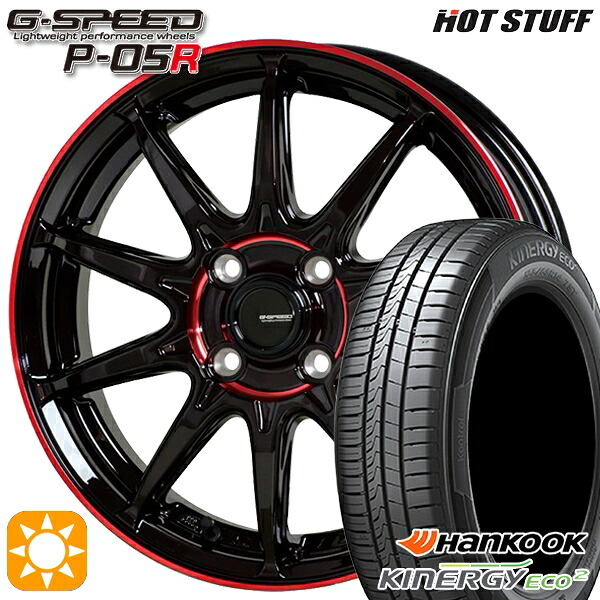 【取付対象】185/65R15 88T ハンコック KlnERGy ECO2 K435 HotStuff ジースピード P-05R ブラックレッドクリア 15インチ 5.5J 4H100 サマータイヤホイールセット