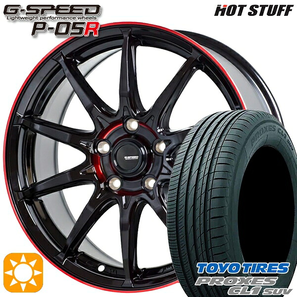 【取付対象】レクサスNX 235/55R18 100V トーヨー プロクセス CL1 SUV HotStuff ジースピード P-05R ブラックレッドクリア 18インチ 7.0J 5H114.3 サマータイヤホイールセット