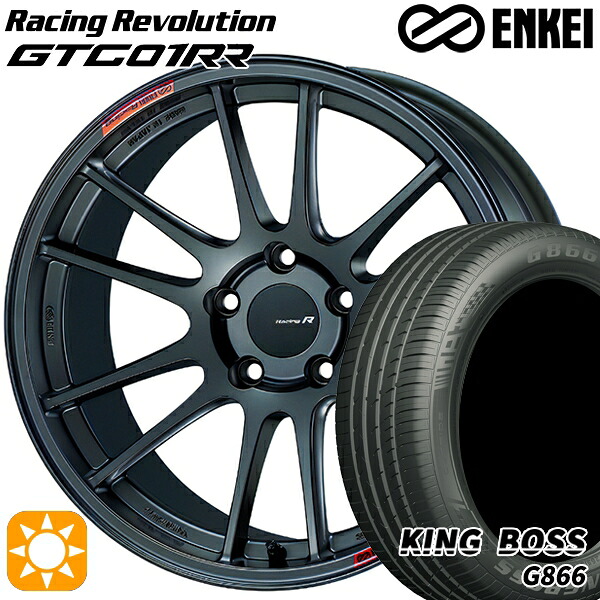 【取付対象】225/45R18 95W XL キングボス G866 ENKEI エンケイ レーシングレボリューション GTC01RR マットダークガンメタリック 18インチ 7.5J 5H114.3 サマータイヤホイールセット