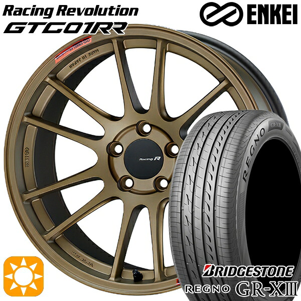 【取付対象】20/30系アルファード ヴェルファイア 235/50R18 101V XL ブリヂストン レグノ GR-X3 ENKEI エンケイ レーシングレボリューション GTC01RR チタニウムゴールド 18インチ 7.5J 5H114.3 サマータイヤホイールセット