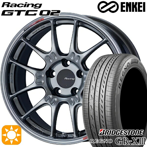 【取付対象】マツダ2 ノート 205/45R17 88W XL ブリヂストン レグノ GR-X3 ENKEI エンケイ レーシング GTC02 ハイパーシルバー 17インチ 7.5J 4H100 サマータイヤホイールセット