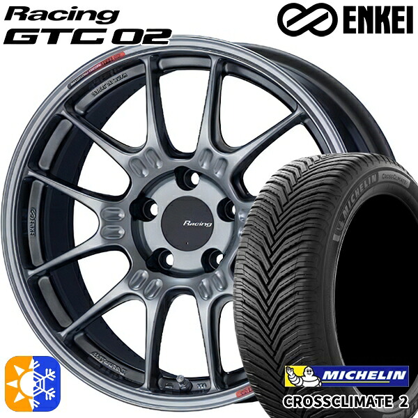 レクサスNX 235/55R18 104V XL ミシュラン クロスクライメート2 ENKEI エンケイ レーシング GTC02 18インチ 8.0J 5H114.3 ハイパーシルバー オールシーズンタイヤホイールセット