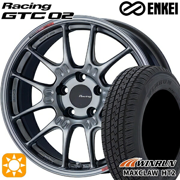 【取付対象】225/65R17 102H ウィンラン マックスクロウ HT2 ENKEI エンケイ レーシング GTC02 ハイパーシルバー 17インチ 7.5J 5H114.3 サマータイヤホイールセット