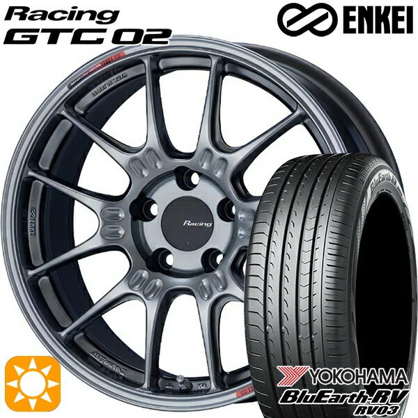 【取付対象】C-HR ヴェゼル 225/50R18 95V ヨコハマ ブルーアース RV03 ENKEI エンケイ レーシング GTC02 ハイパーシルバー 18インチ 8.0J 5H114.3 サマータイヤホイールセット