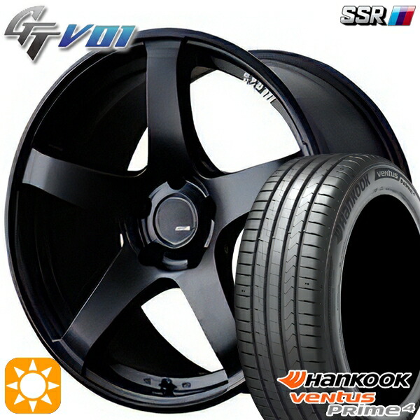 【取付対象】205/45R17 88V XL ハンコック veNtus PRime4 K135 SSR GTV01 フラットブラック 17インチ 7.0J 4H100 サマータイヤホイールセット ｜格安タイヤホイールジャストパーツ