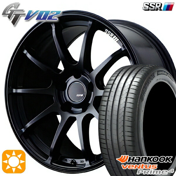 【取付対象】205/45R17 88V XL ハンコック veNtus PRime4 K135 SSR GTV02 フラットブラック 17インチ 7.0J 4H100 サマータイヤホイールセット 93,775円