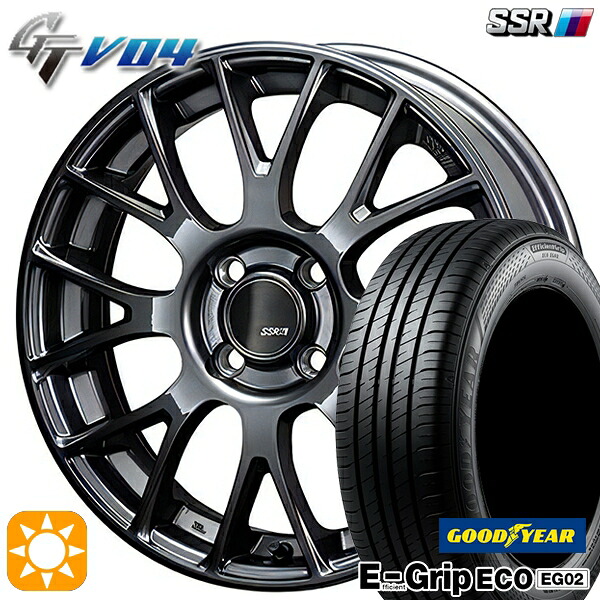 【取付対象】アクア クロスビー 185/55R16 83V グッドイヤー エフィシェントグリップ EG02 SSR GTV04 メタリックグレー 16インチ 6.0J 4H100 サマータイヤホイールセット