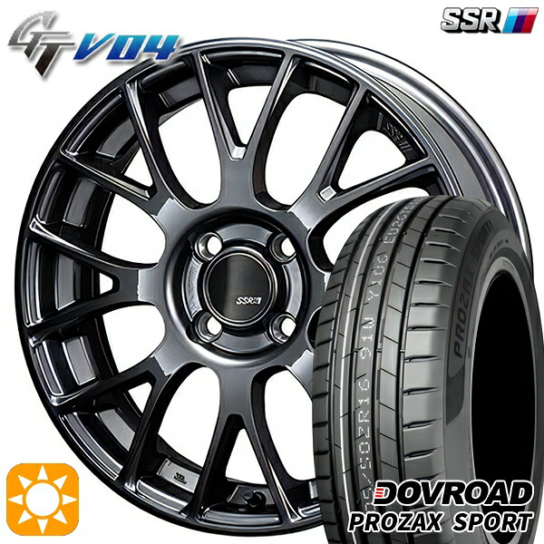 【取付対象】205/45R17 88W XL DOVROAD プロザックススポーツ SSR GTV04 メタリックグレー 17インチ 7.0J 4H100 サマータイヤホイールセット