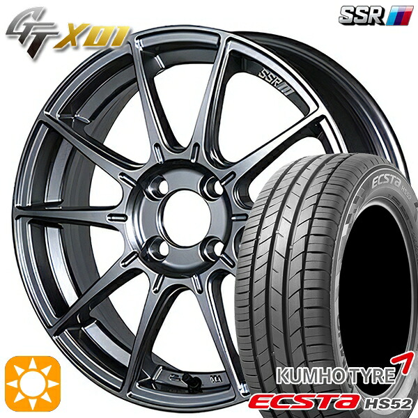 【取付対象】195/50R16 88V XL クムホ エクスタ HS52 SSR GTX01 ダークシルバー 16インチ 6.5J 4H100 サマータイヤホイールセット