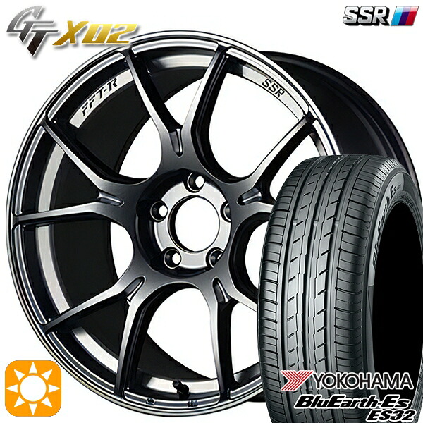 【取付対象】195/50R16 84V ヨコハマ ブルーアース ES32 SSR GTX02 ダークシルバー 16インチ 6.5J 4H100 サマータイヤホイールセット
