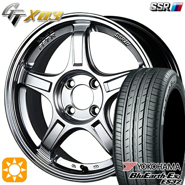 【取付対象】195/50R16 84V ヨコハマ ブルーアース ES32 SSR GTX03 クロームシルバー 16インチ 6.5J 4H100 サマータイヤホイールセット ｜格安タイヤホイールジャストパーツ