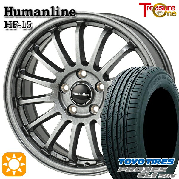【取付対象】マツダ6 エクストレイル 225/60R18 100H トーヨー プロクセス CL1 SUV トレジャーワン ヒューマンライン HF15 ダークグレー 18インチ 7.0J 5H114.3 サマータイヤホイールセット 58,575円