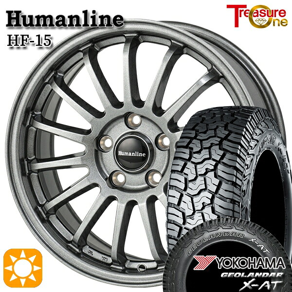 【取付対象】235/70R16 104/101Q ヨコハマ ジオランダー X-AT G016 アウトラインホワイトレター トレジャーワン ヒューマンライン HF15 ダークグレー 16インチ 6.5J 5H114.3 サマータイヤホイールセット