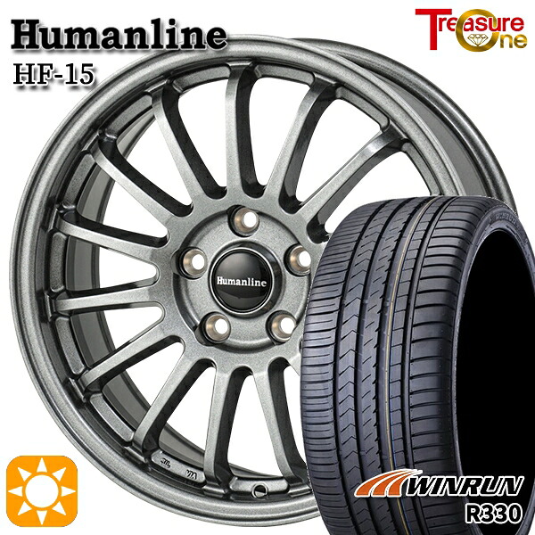 【取付対象】225/45R18 95W XL ウィンラン R330 トレジャーワン ヒューマンライン HF15 ダークグレー 18インチ 7.0J 5H114.3 サマータイヤホイールセット |格安タイヤホイールジャストパーツ