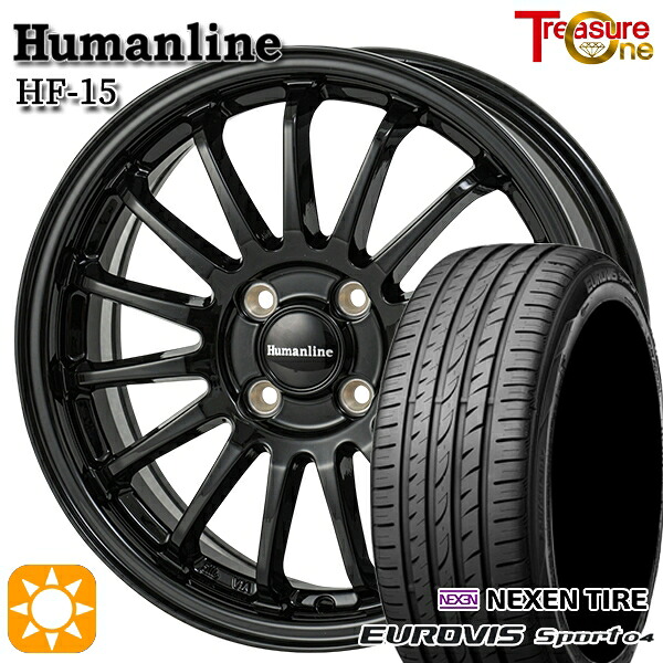 【取付対象】エブリィワゴン 165/60R14 75H ロードストーン ユーロビズ Sport 04 トレジャーワン ヒューマンライン HF15 ブラック 14インチ 4.5J 4H100 サマータイヤホイールセット |格安タイヤホイールジャストパーツ