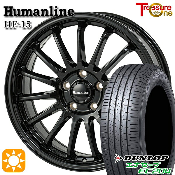 【取付対象】225/45R18 95W XL ダンロップ エナセーブ EC204 トレジャーワン ヒューマンライン HF15 ブラック 18インチ 7.0J 5H114.3 サマータイヤホイールセット