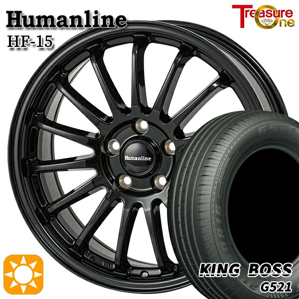 【取付対象】エスティマ ヤリスクロス 215/60R16 95V キングボス G521 トレジャーワン ヒューマンライン HF15 ブラック 16インチ 6.5J 5H114.3 サマータイヤホイールセット