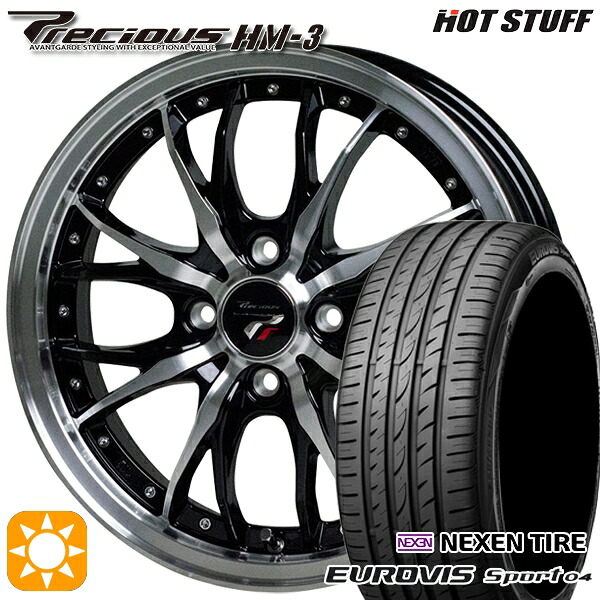 【取付対象】エブリィワゴン 165/60R14 75H ロードストーン ユーロビズ Sport 04 HOT STUFF プレシャス HM-3 BK/P 14インチ 4.5J 4H100 +45 サマータイヤホイールセット |格安タイヤホイールジャストパーツ
