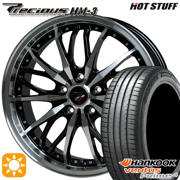 【取付対象】215/60R17 96V ハンコック veNtus PRime4 K135A HotStuff プレシャス HM-3 メタリックブラックポリッシュ 17インチ 7.0J 5H114.3 サマータイヤホイールセット