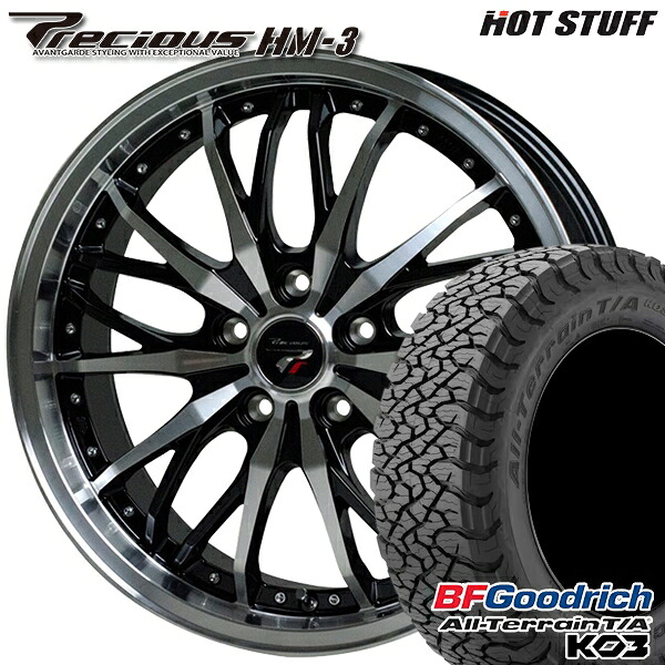 【取付対象】CX5 CX8 225/65R17 107/103S RBL BFグッドリッチ オールテレーン T/A KO3 HotStuff プレシャス HM-3 メタリックブラックポリッシュ 17インチ 7.0J 5H114.3 サマータイヤホイールセット